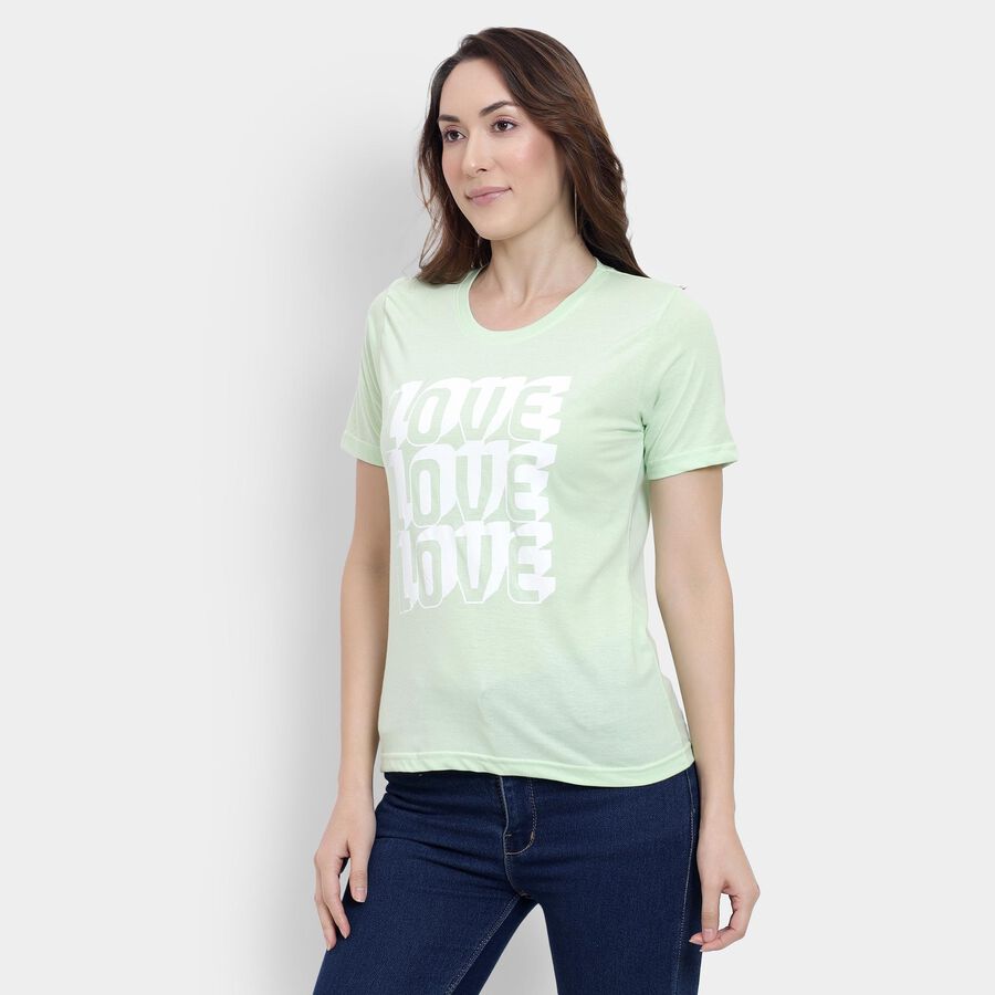 Ladies' Round Neck T-Shirt, निऑन ग्रीन, large