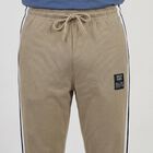 Men's Beige Regular Fit Side-Striped Track Pants, Beige, small
