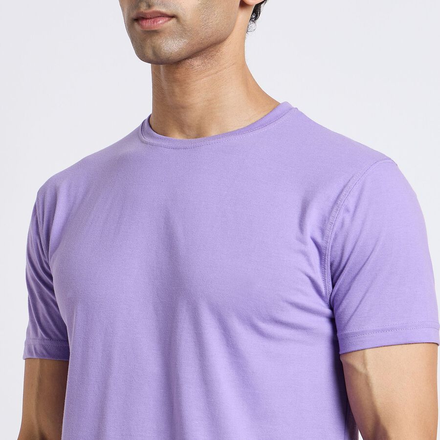 Men's Round Neck Half Sleeves T-Shirt, Purple, large image number null