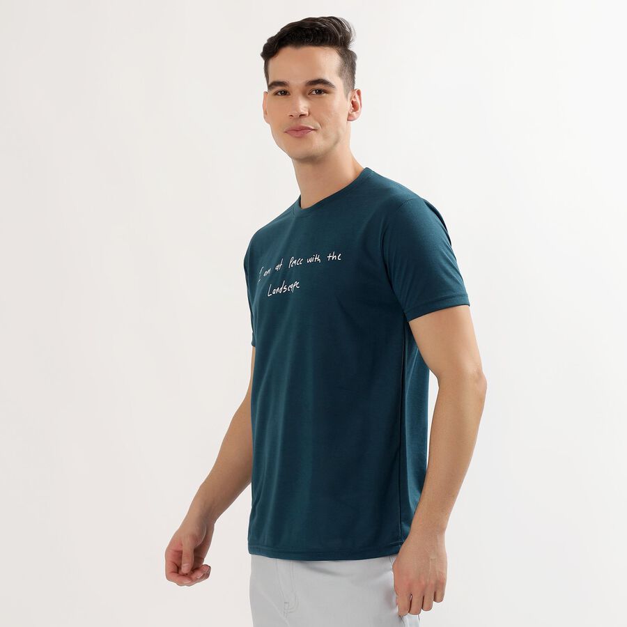 Men's Deep Teal Round Neck Printed T-Shirt, Teal Blue, large image number null