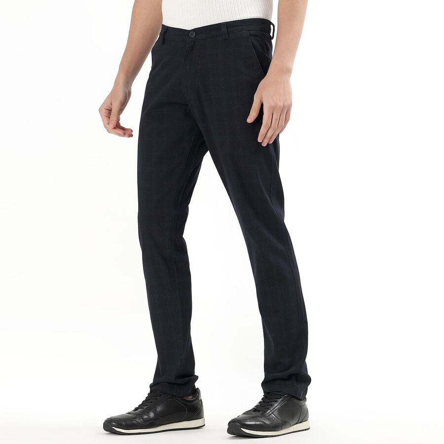 Men's Slim Fit Casual Trousers, नेवी ब्लू, large
