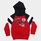 Boys' Maroon Hoodie Neck Graphic Sweatshirt, मरून, small
