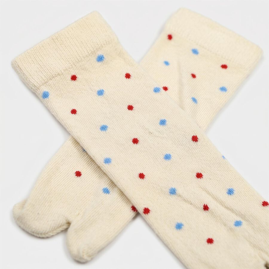 Women Cream Regular Fit Polka Dot Pack of 1 Socks, ऑफ व्हाइट, large
