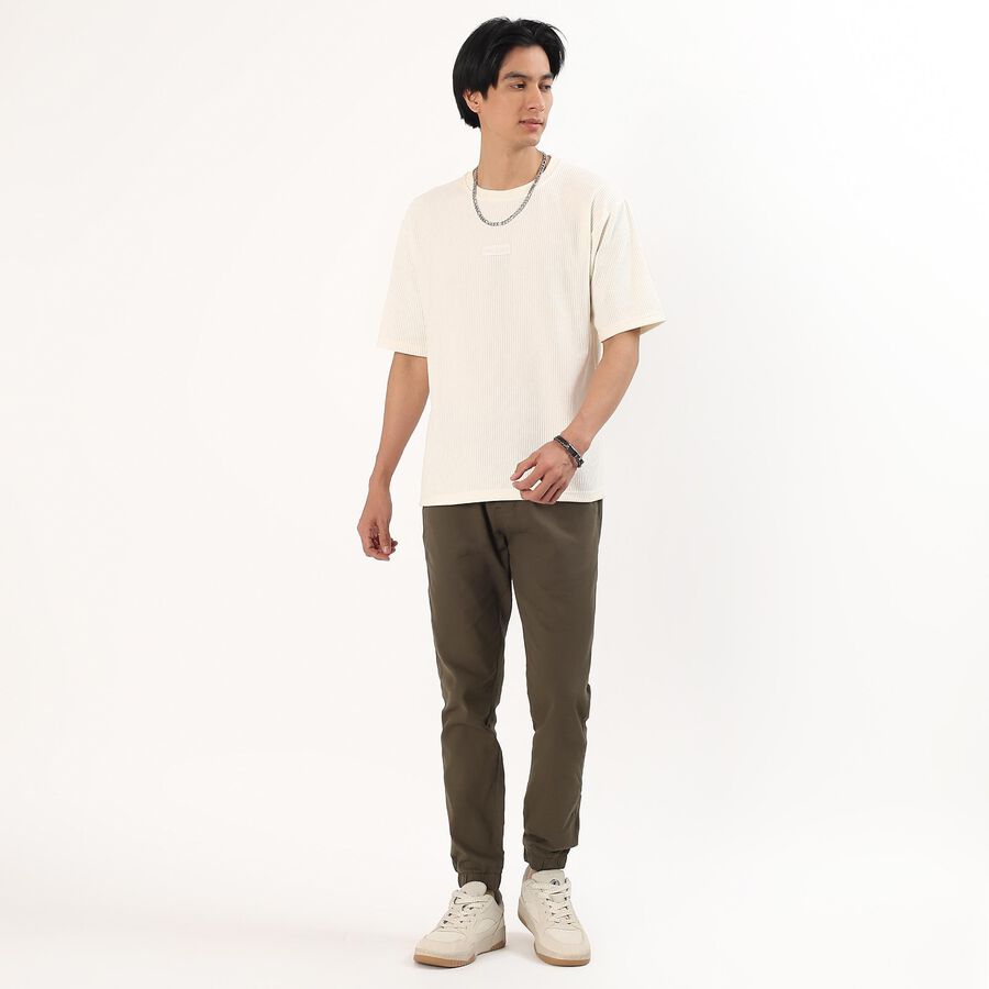 Men's Olive Green Relaxed Fit Jogger Trousers, Olive, large