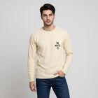 Men's Beige Round Neck Raglan T-Shirt, गहरा पीला, small
