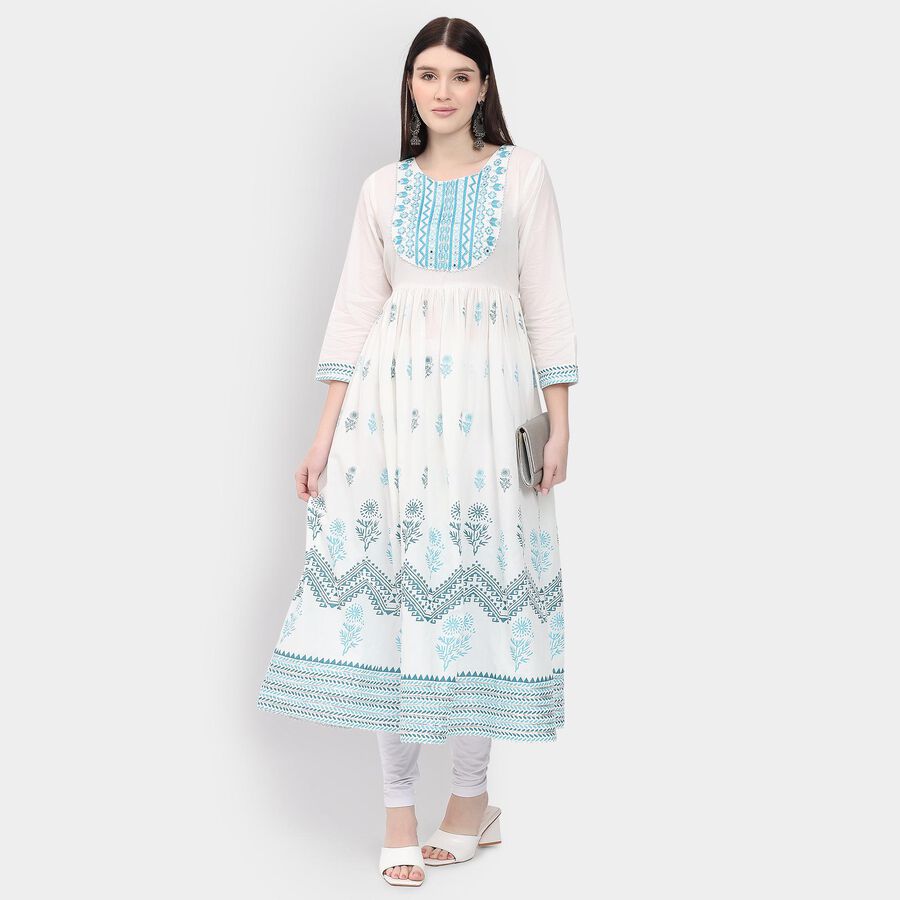 Ladies' 100% Cotton Kurta , Light Blue, large image number null
