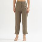 Women's Olive Green High-Rise Cigarette Trousers, Olive, small image number null