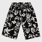 Boys' Black and White Floral Print Cotton Jamaican Shorts, Black, small