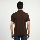 Men's Brown Cotton Polo Neck Preppy T-Shirt, Brown, small