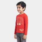 Boys Red Cotton Blend Crew Neck Regular Boys T-Shirt, Red, small