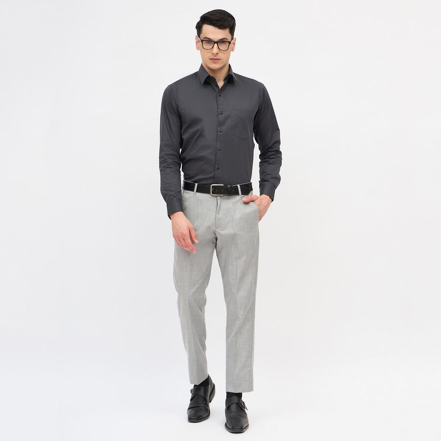 Men's Slim Fit Formal Trousers, हल्का ग्रे, large image number null