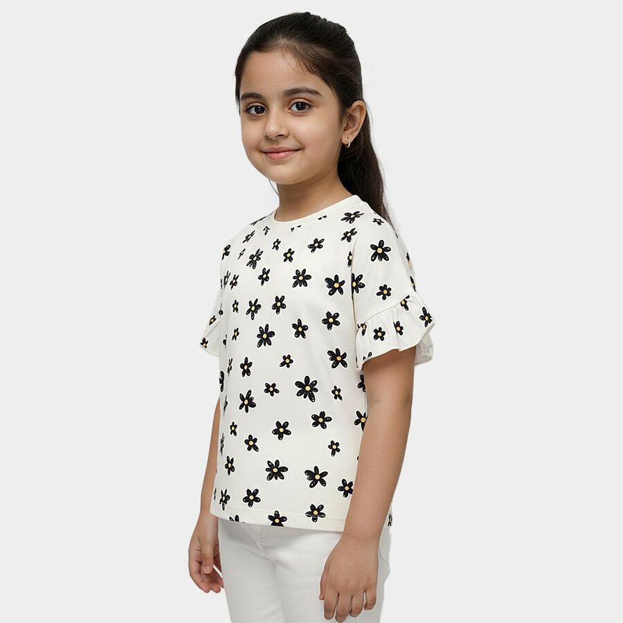 Girls' T-Shirt, ऑफ व्हाइट, large