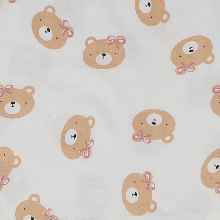 Infant Girl Pink Cotton Sleeveless Bear Print Shorts Set, Light Pink, large