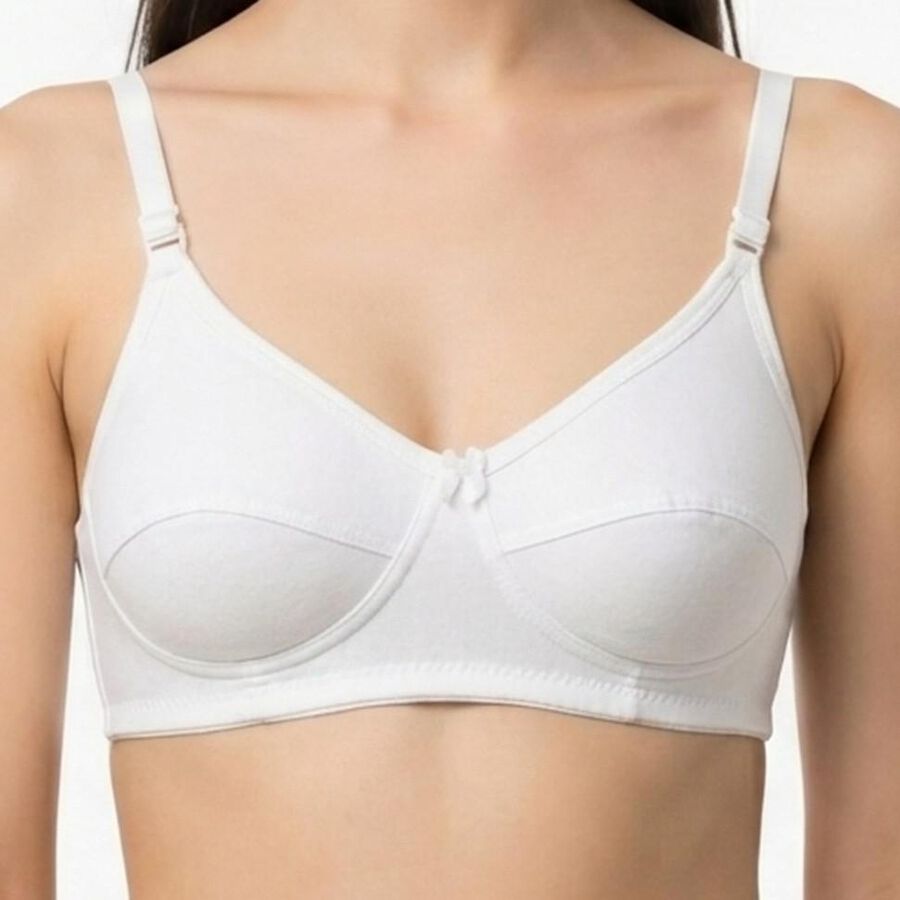 Women's White Regular T-Shirt Bra, White, large