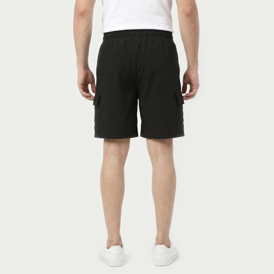 Men's Black Regular Fit Cargo Bermuda Shorts, Black, large