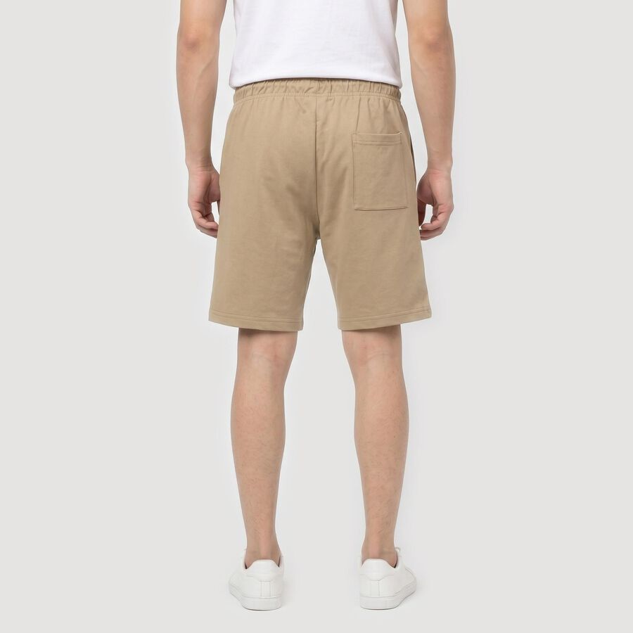 Men's Beige Regular Fit Drawstring Bermuda Shorts, Khaki, large