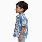 Infants Bright Sky Blue Cotton Half Sleeve Classic Casual Shirt, मध्यम नीला, small image number null
