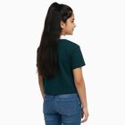 Girls Dark Green Cotton Polo Neck Casual T-Shirt, गहरा हरा, small