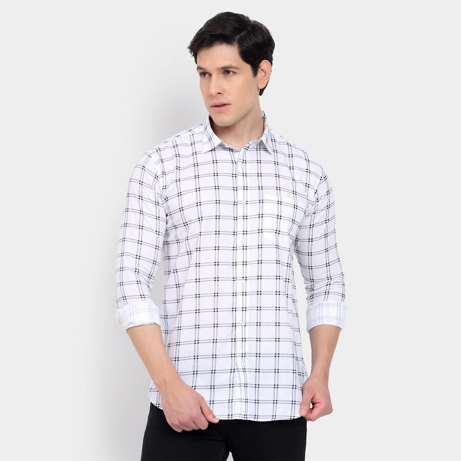 Men's 100% Cotton Casual Shirt, White, large