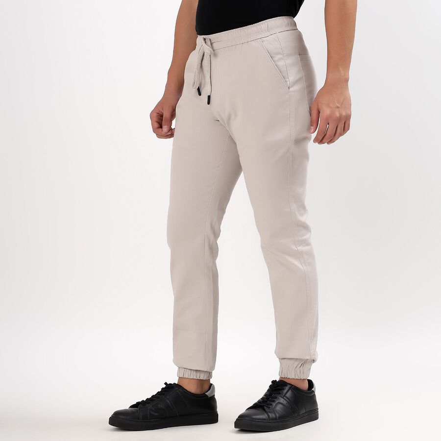 Men's 100% Cotton Slim Fit Casual Trousers , Silver, large image number null