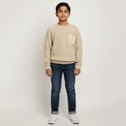 Boys Light Beige Crew Neck Casual Pullover, Beige, small image number null