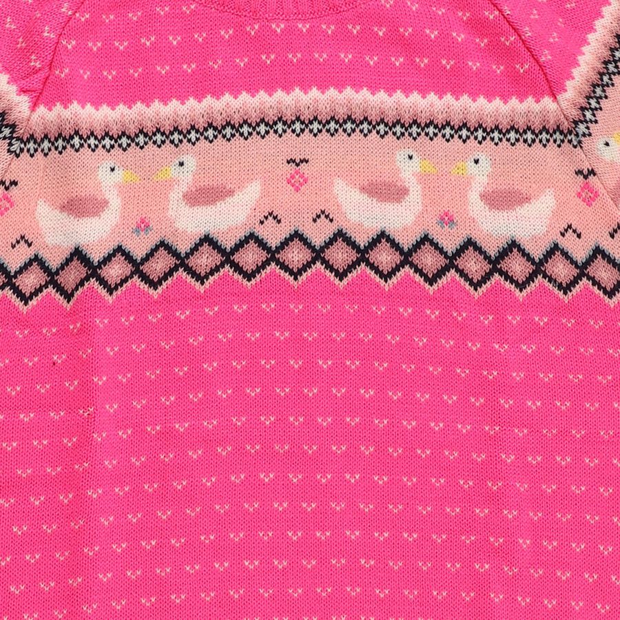 Girls' Bright Pink Crew Neck Casual Pullover, Pink, large image number null