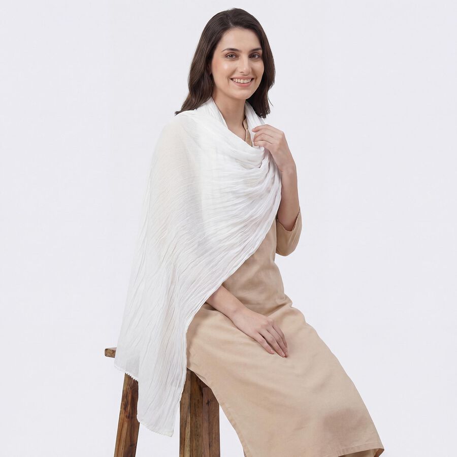 Ladies' Dupatta, White, large