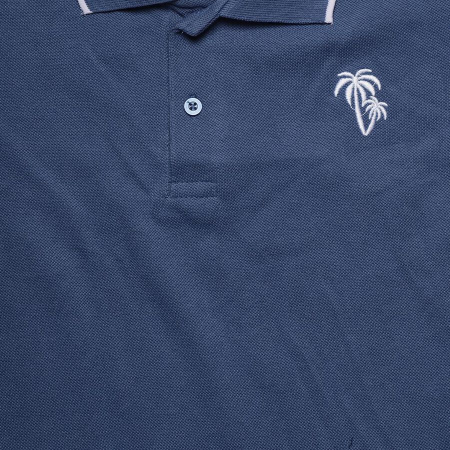 Boys' Teal Blue Polo Collar Preppy T-Shirt, Teal Blue, large