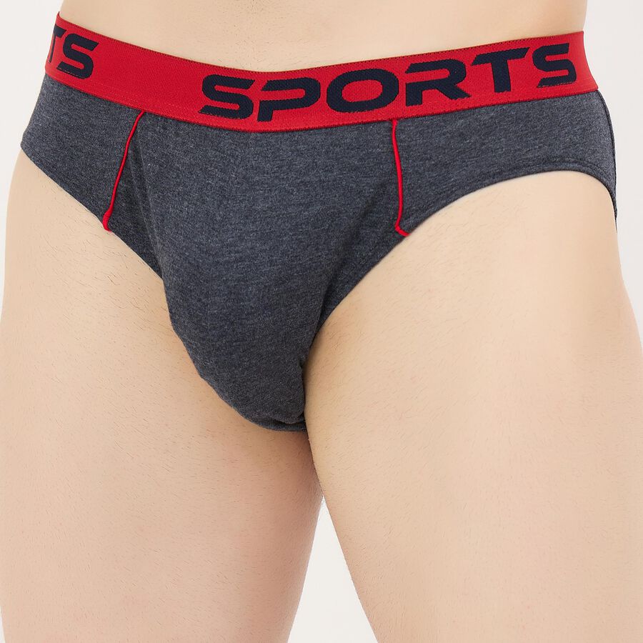 Men's Navy Blue Regular Fit Solid Briefs, Melange Blue, large