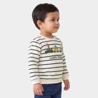 Infants' Cream Cotton Round Neck Regular Sweatshirt, Off White, small