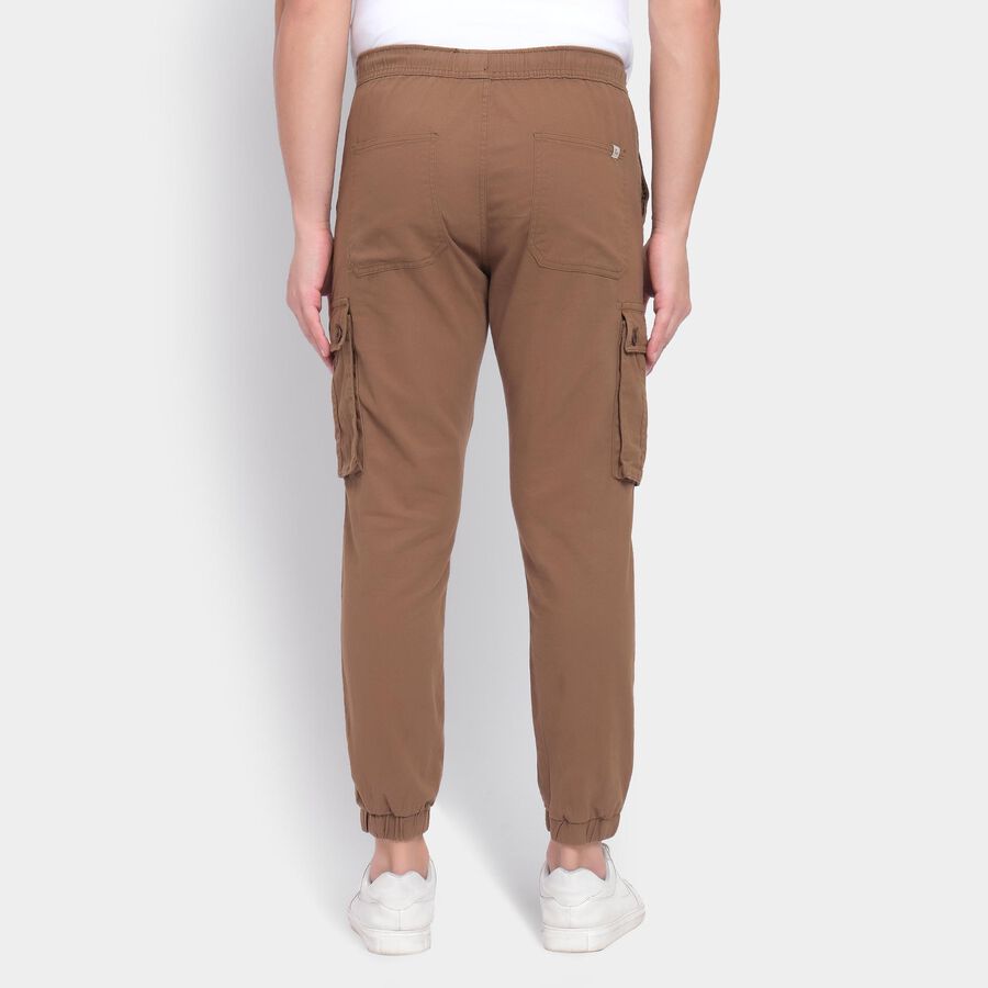 Men's Slim Fit Casual Trousers, भूरा, large image number null