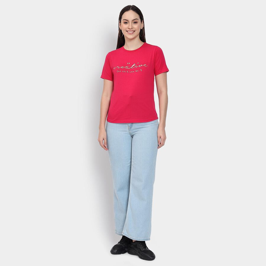 Ladies' Round Neck T-Shirt , Fuchsia, large image number null