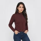 Women's Wine High Neck Windbreaker Jacket, Wine, small