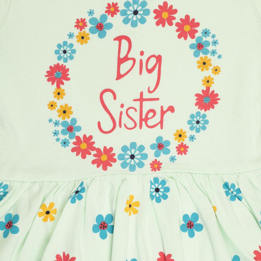 Girls Cotton Frock, Light Green, large image number null