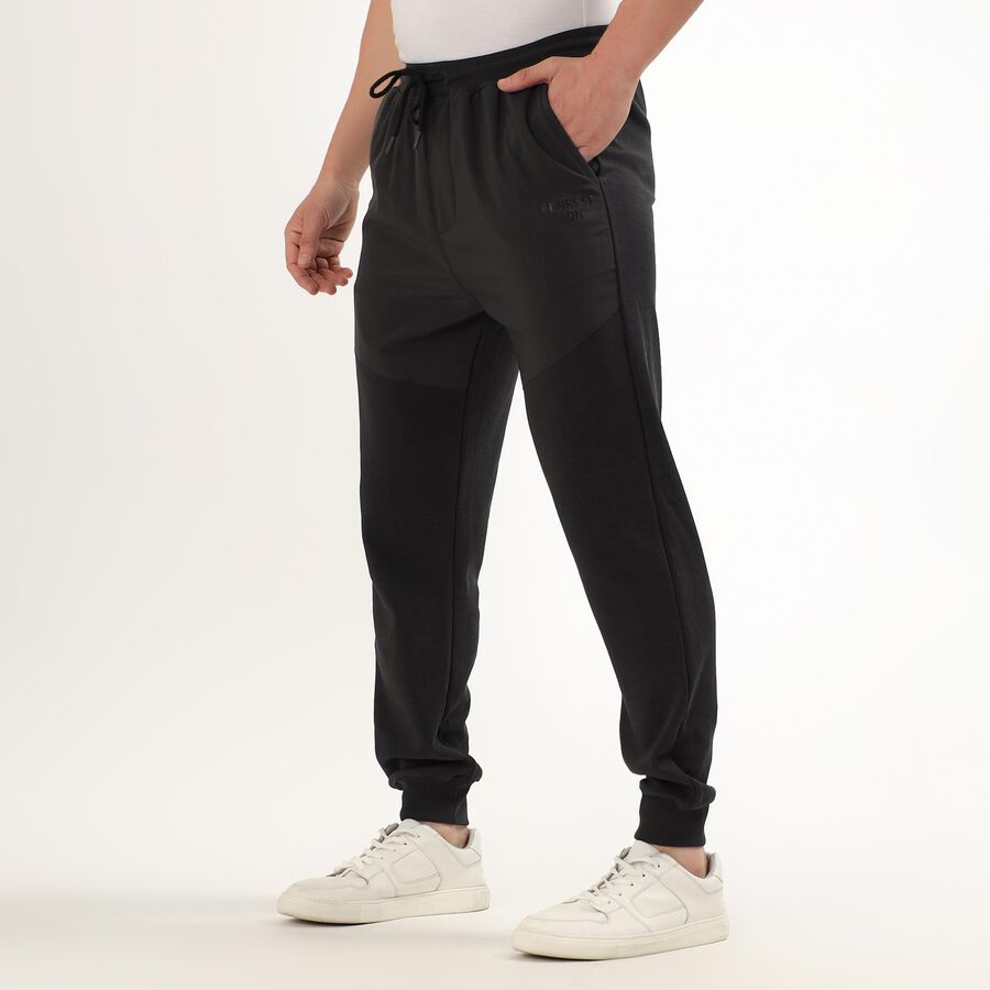 Men's Jet Black Regular Fit Jogger Track Pants, Dark Grey, large image number null