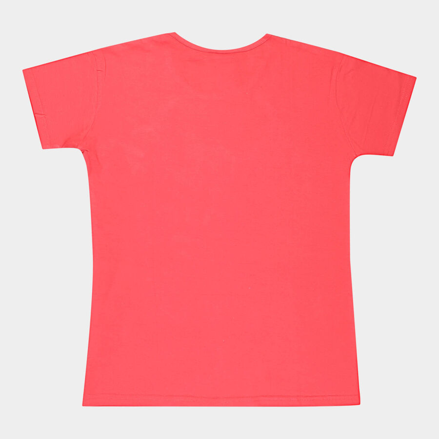 Girls Cotton T-Shirt, Red, large image number null