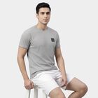 Men's Grey Round Neck Athleisure Drifit T-Shirt, Light Grey, small