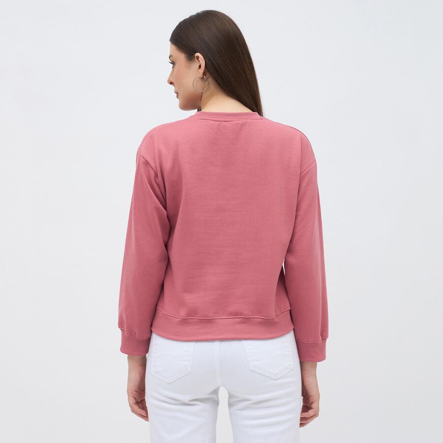 Women's Dusty Rose Crew Neck Casual Sweatshirt, Pink, large image number null