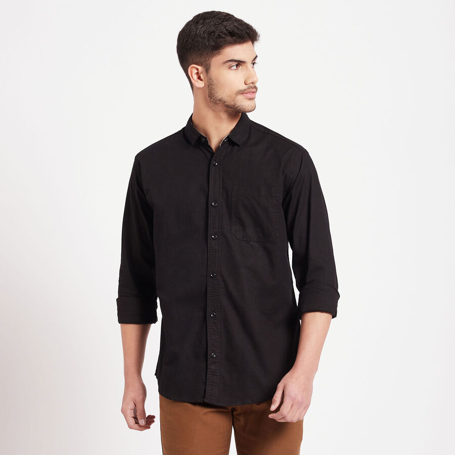 Cotton Solid Casual Shirt, काला, large image number null