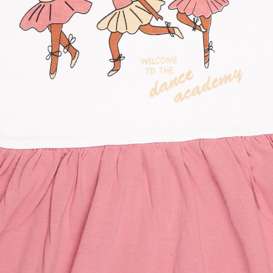 Girls Cotton Frock, Pink, large image number null