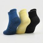 Men's Ankle Length Solid Pack of 3 Socks ( Blue, Yellow, Black ), Yellow, small