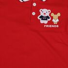 Infants' Red Cotton Polo Neck Cartoon Print Baba Suit, लाल, small