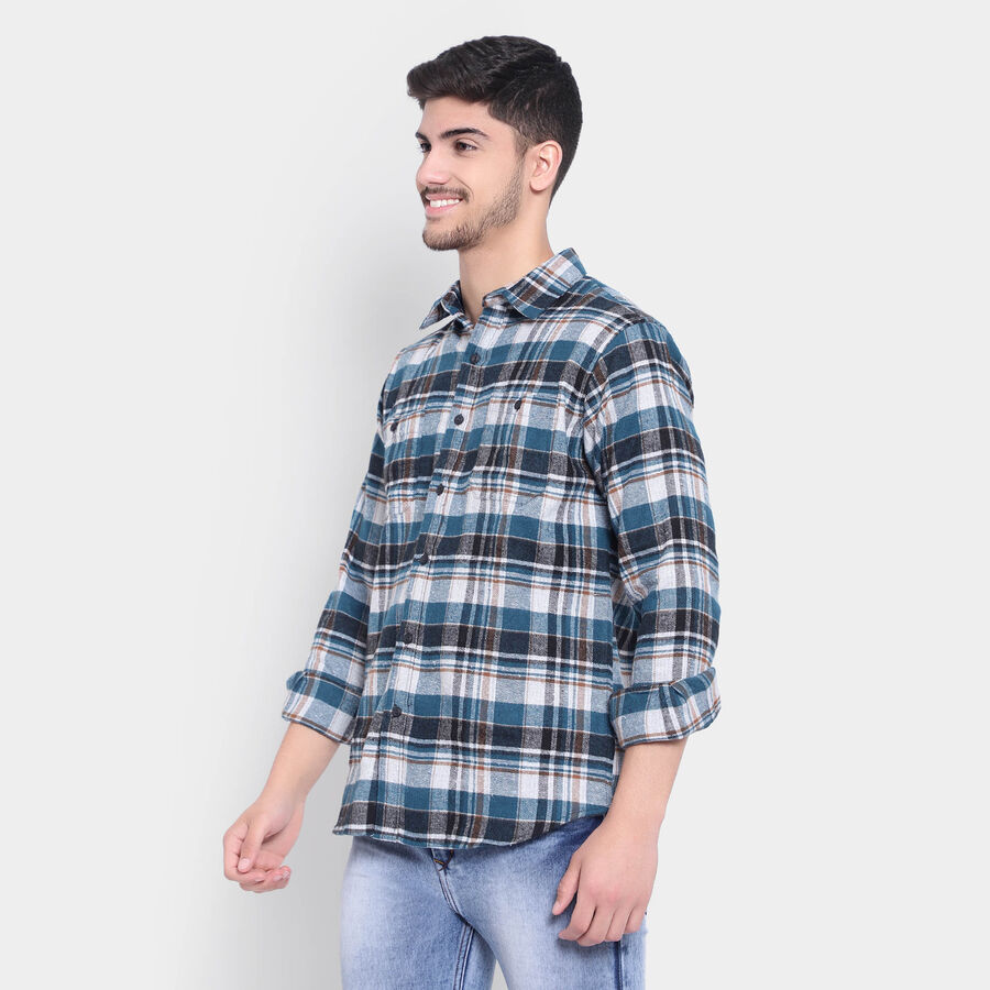 Checks Casual Shirt, Teal Blue, large image number null