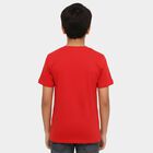 Boys Bright Cherry Red Round Neck Casual T-Shirt, Red, small image number null