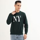 Men's Dark Green Crew Neck Graphic Sweatshirt, Dark Green, small image number null