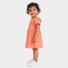Infants' Peach Floral Printed Fit and Flare Frock, पीच, small