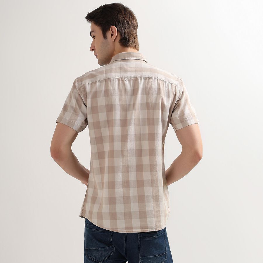 Men's 100% Cotton Regular Collar Casual Shirt, Beige, large image number null