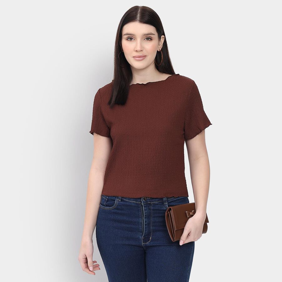 Ladies'  Crop  Top, Brown, large