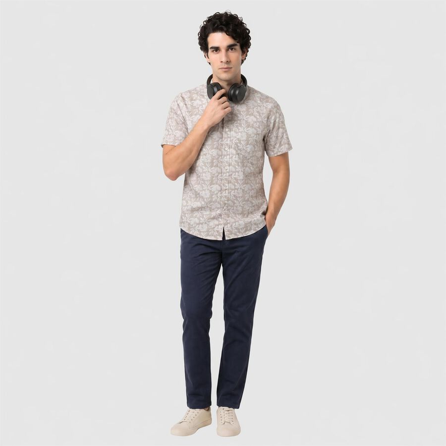 Men's Peach Cotton Floral Casual Shirt, Peach, large