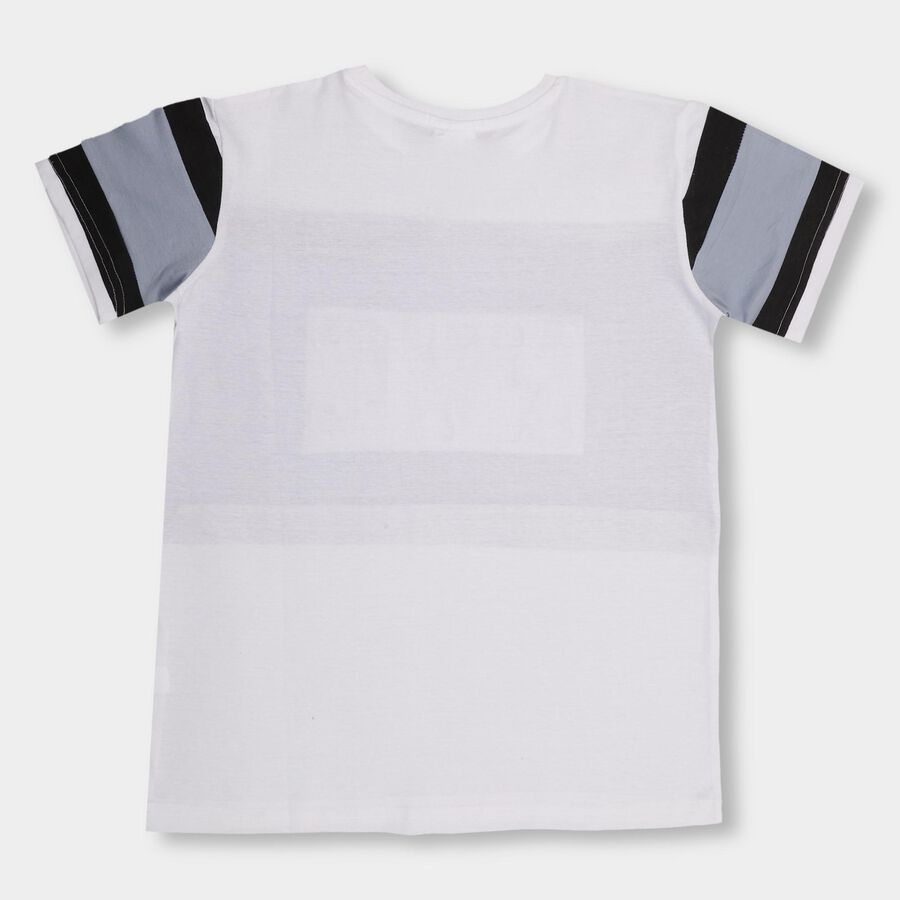 Boys' 100% Cotton Half Sleeves T-Shirt, White, large image number null